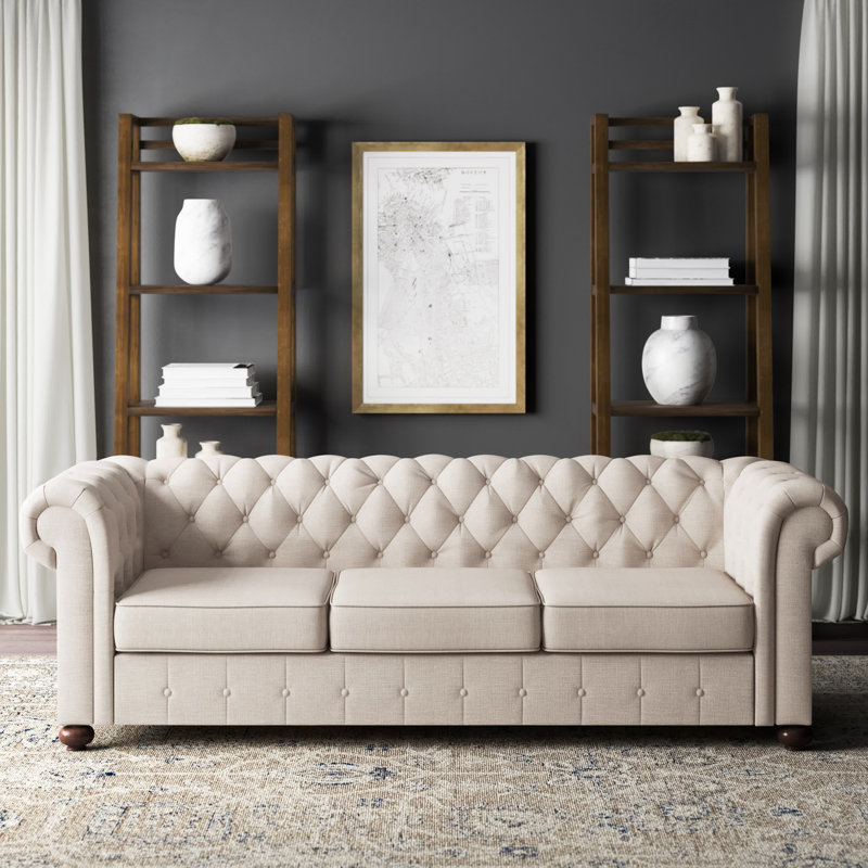 Greyleigh™ Quitaque 88'' Linen Rolled Arm Chesterfield Sofa & Reviews